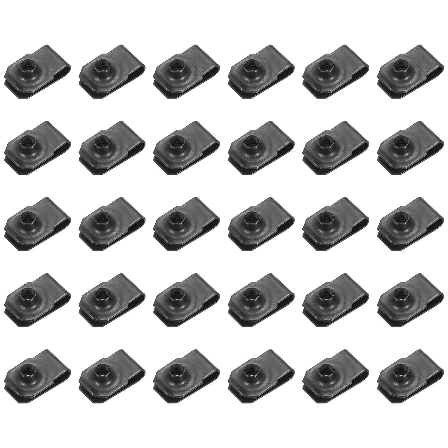 Generic U-Style Clip-On Nut, 30 Pack M5-0.8 Regular Extruded U-Nut U-Type Fasteners Hardware Nuts for Automotive Metal Cars Motorcycles, Black