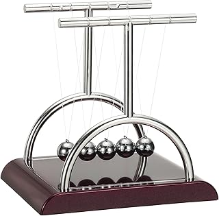 PATIKIL Newtons Cradle, Newton's Cradle Pendulum 5 Balance Balls Desk Toys Gravity Ball Cool Funny for Physics Toys Adults Science Men Office Desk Decor Home Gift, T-Shaped, l