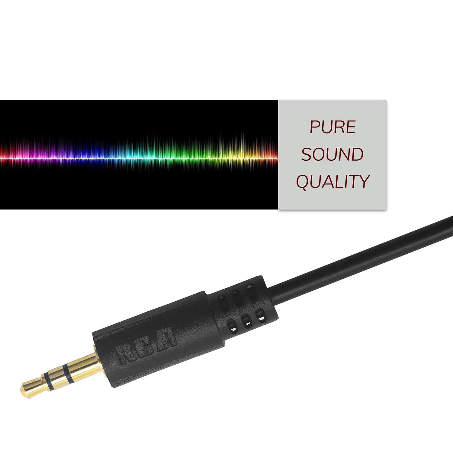 RCA 3.5 mm to 3.5 mm Interference Free Flexible Stereo Jack to Jack Cable for Audio Devices - 0.5 m Cable - Black