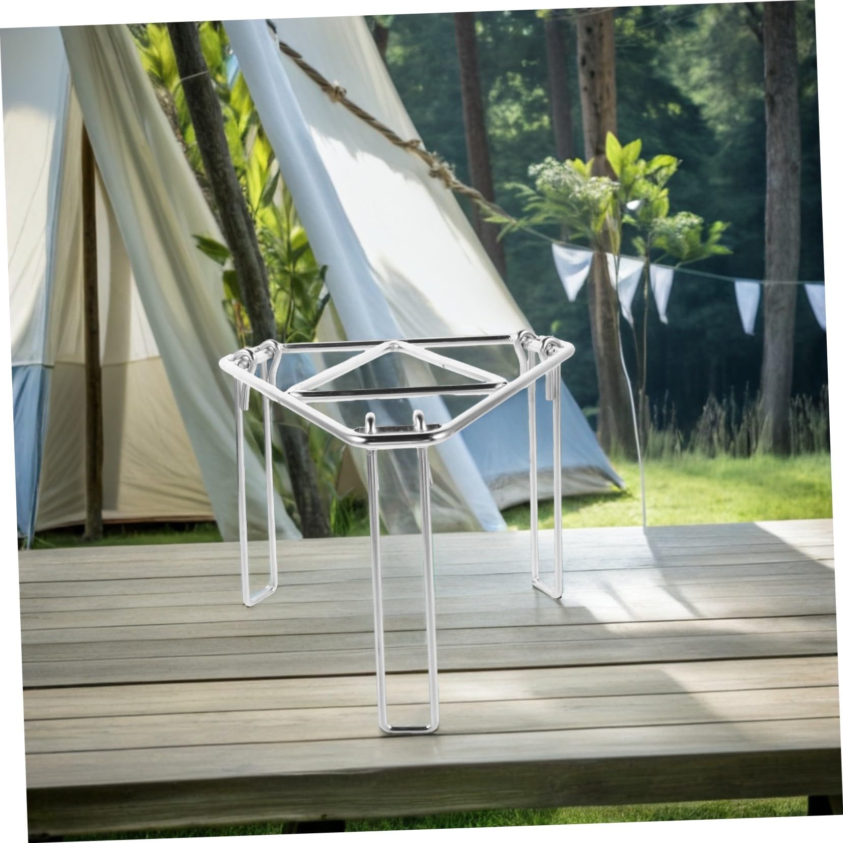 Trípode Portátil para Barbacoa de Hierro Galvanizado, Plata