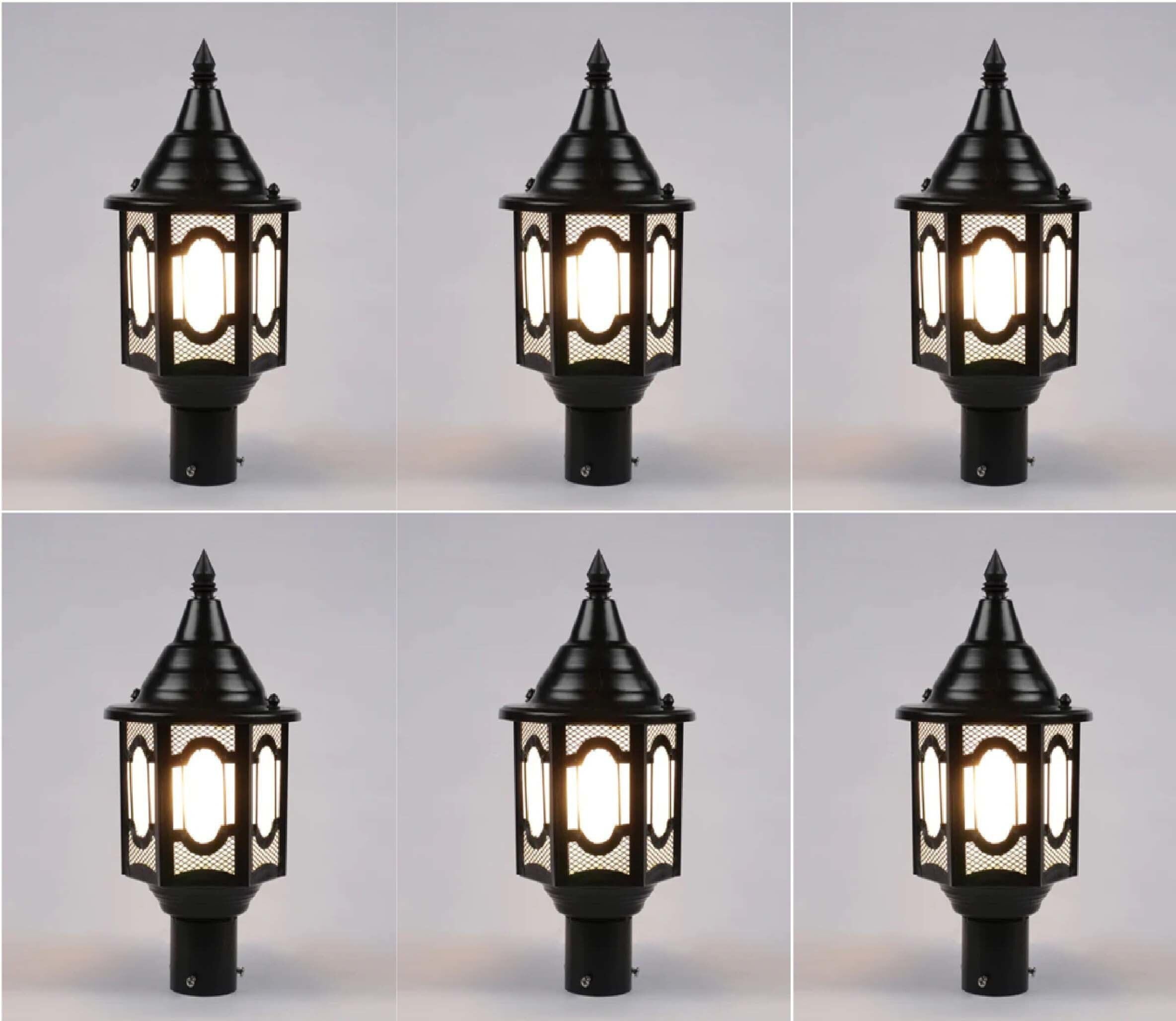Black Iron and Glass Gate Light | Fixed Mount Outdoor Garden | Field Gate Roof Lighting Fixture | Pack of 6 Durable Exterior Lamps-image-22