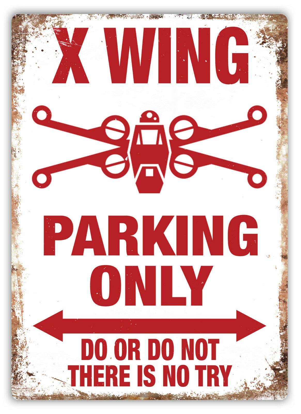 Inga X Wing Parking Only Metal Wall Sign Plaque Art Wars Yoda Jedi Star Metal Sign Funny Tin Sign 8x12 inch