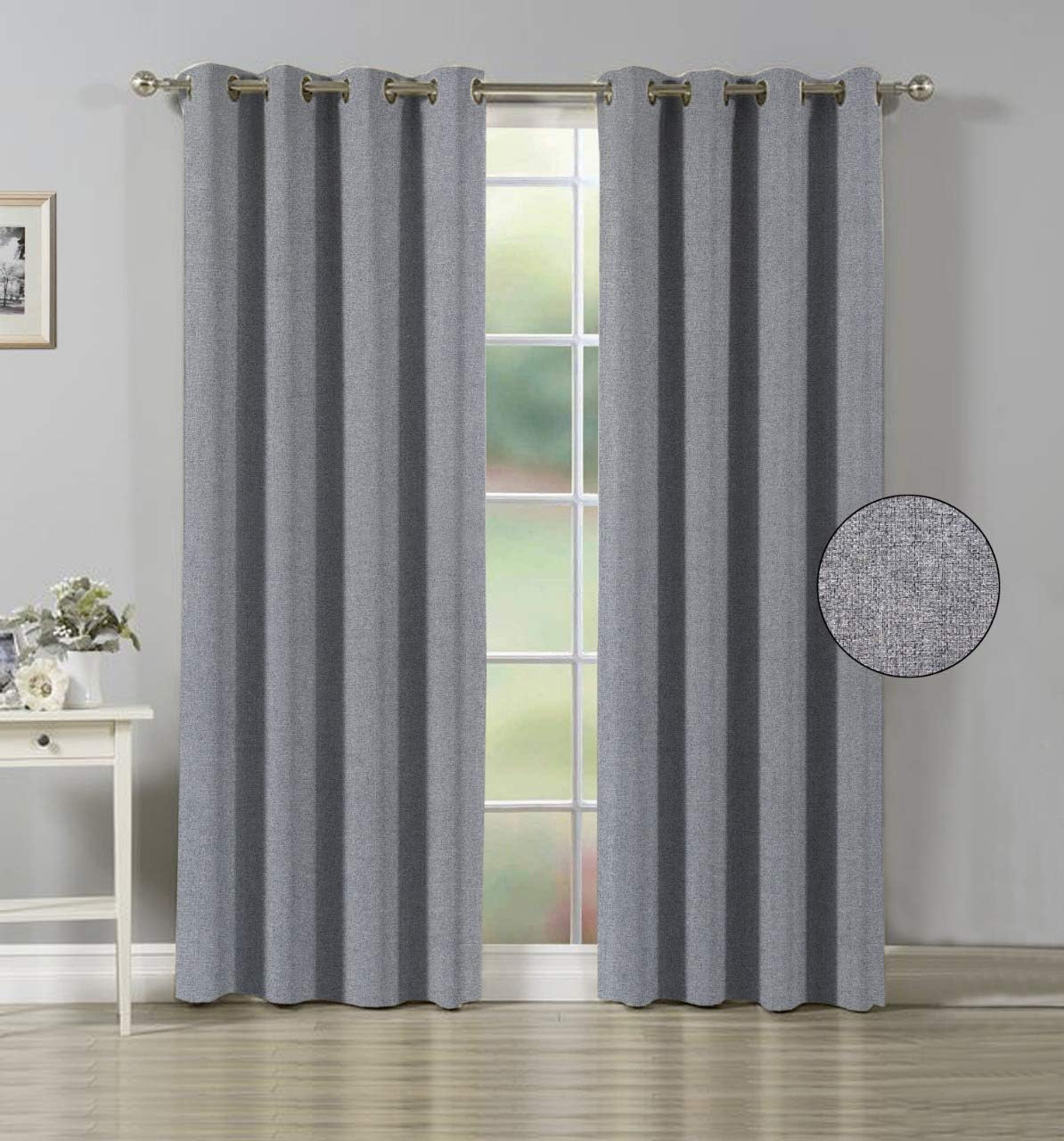 Linen Basics Sparrow World_ Luxurious & Attractive Plain Jute Grommet Door Curtains Pack of 2 PCS || (Light Grey, Window 5 FEET)