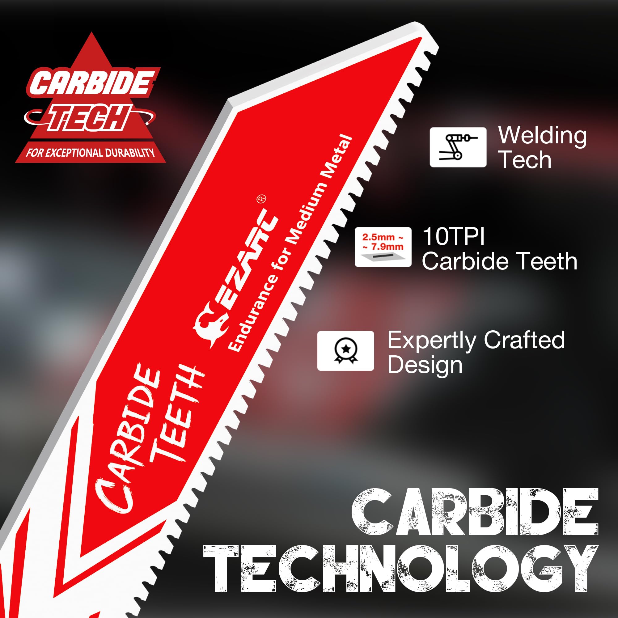EZARC Lame per sega alternativa in carburo R990HM Endurance per legno, metallo, plastica e tubi, 22,9 cm, 10TPI, confezione da 3