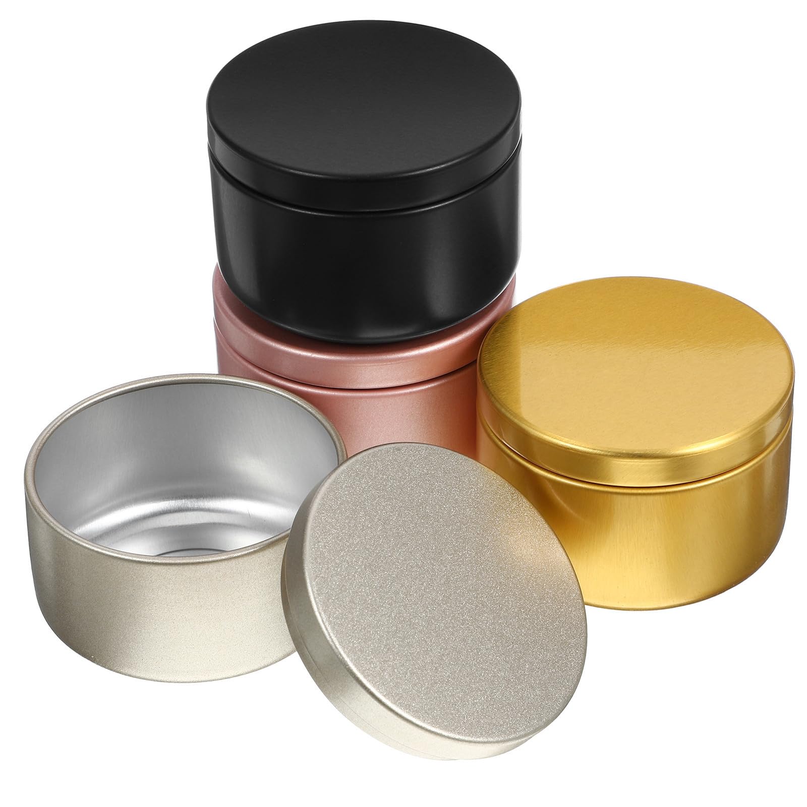 jojofuny Set da 24 Barattoli Rotondi in Alluminio da 50Ml per Candele Fai da Te, Contenitori per Candele per Creazione e Atmosfera Calda in Casa