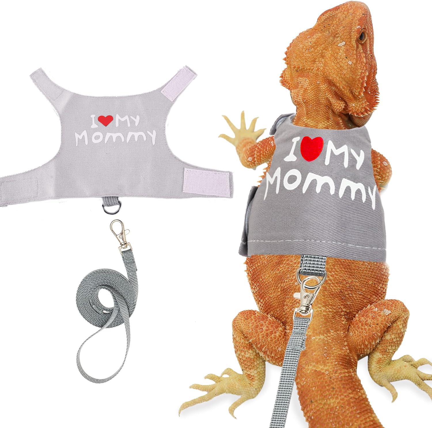 Bearded Dragon Adjustable Clothes Harness with Leash,Bearded Dragon Harness Leash Set for Lizards,Chameleon, Traction Rope Walking Leash Reptile