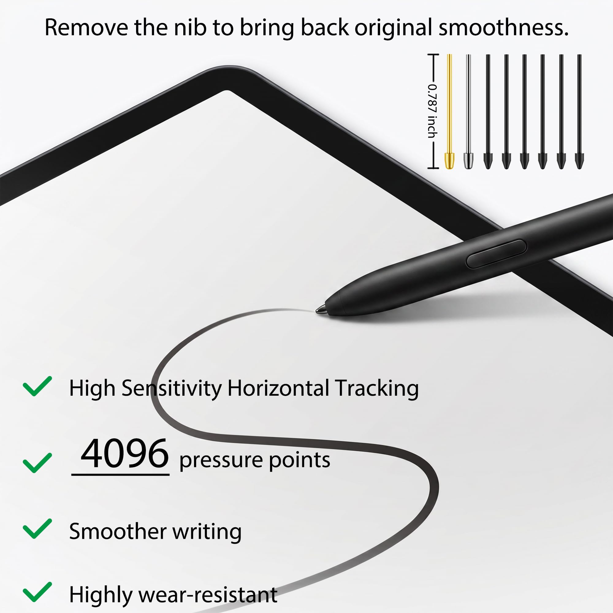 Metalowe stalówki/końcówki do Samsung Galaxy Tab S10+/S10Ultra/S9/S9FE+/S9Ultra/S8+/S7/S7 FE/S6/S6 Lite/S22/S23/S24 Ultra S długopis, stalówki/końcówki + klips