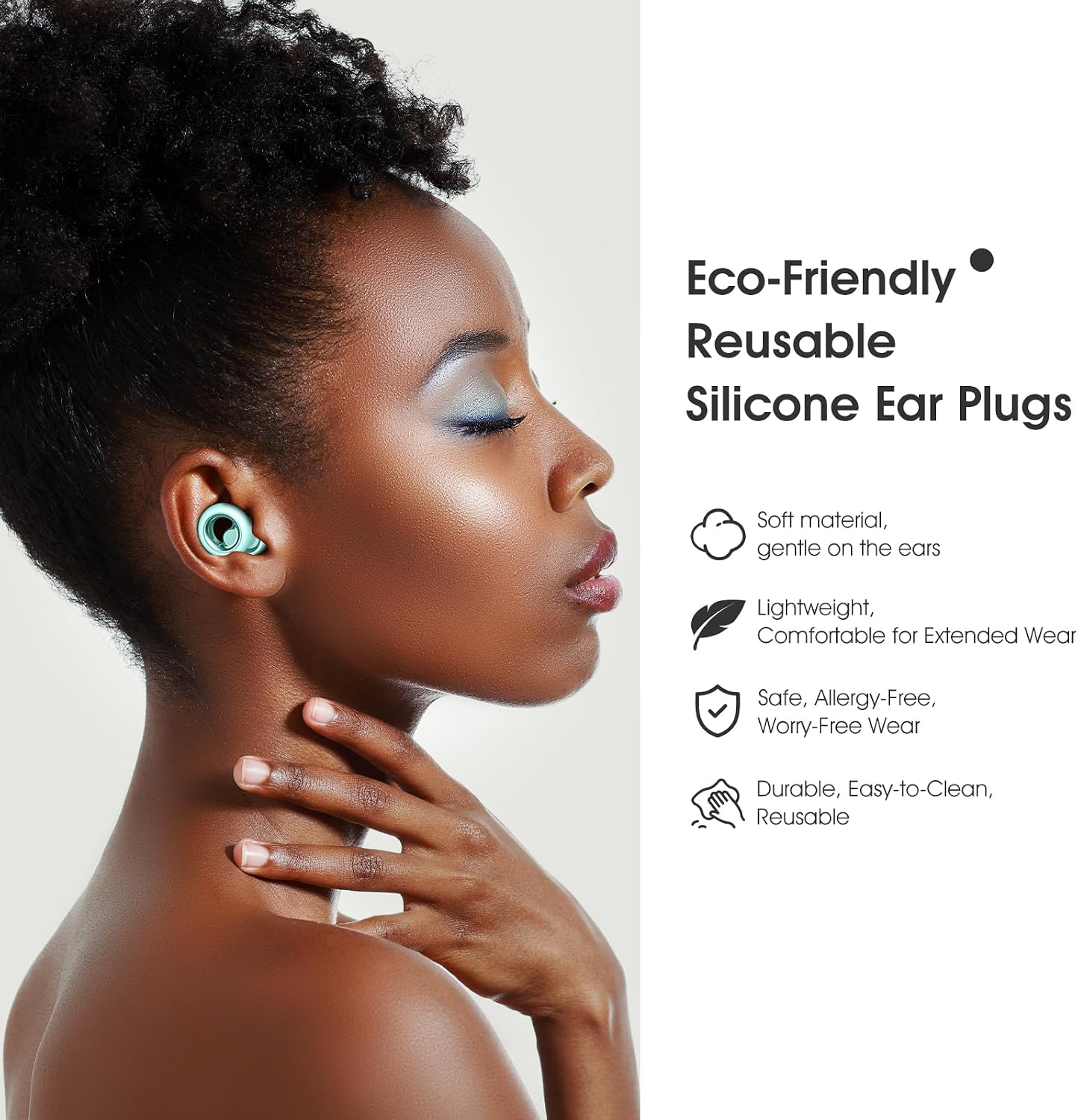 Ear Plugs for Sleeping Noise Reduction, Silicone Earplugs with 8 Ear Tips, Soft Reusable Hearing Protection for Sleep, Snoring, Side Sleepers, Travel, Work, Study & Daily Use (Light Mint)