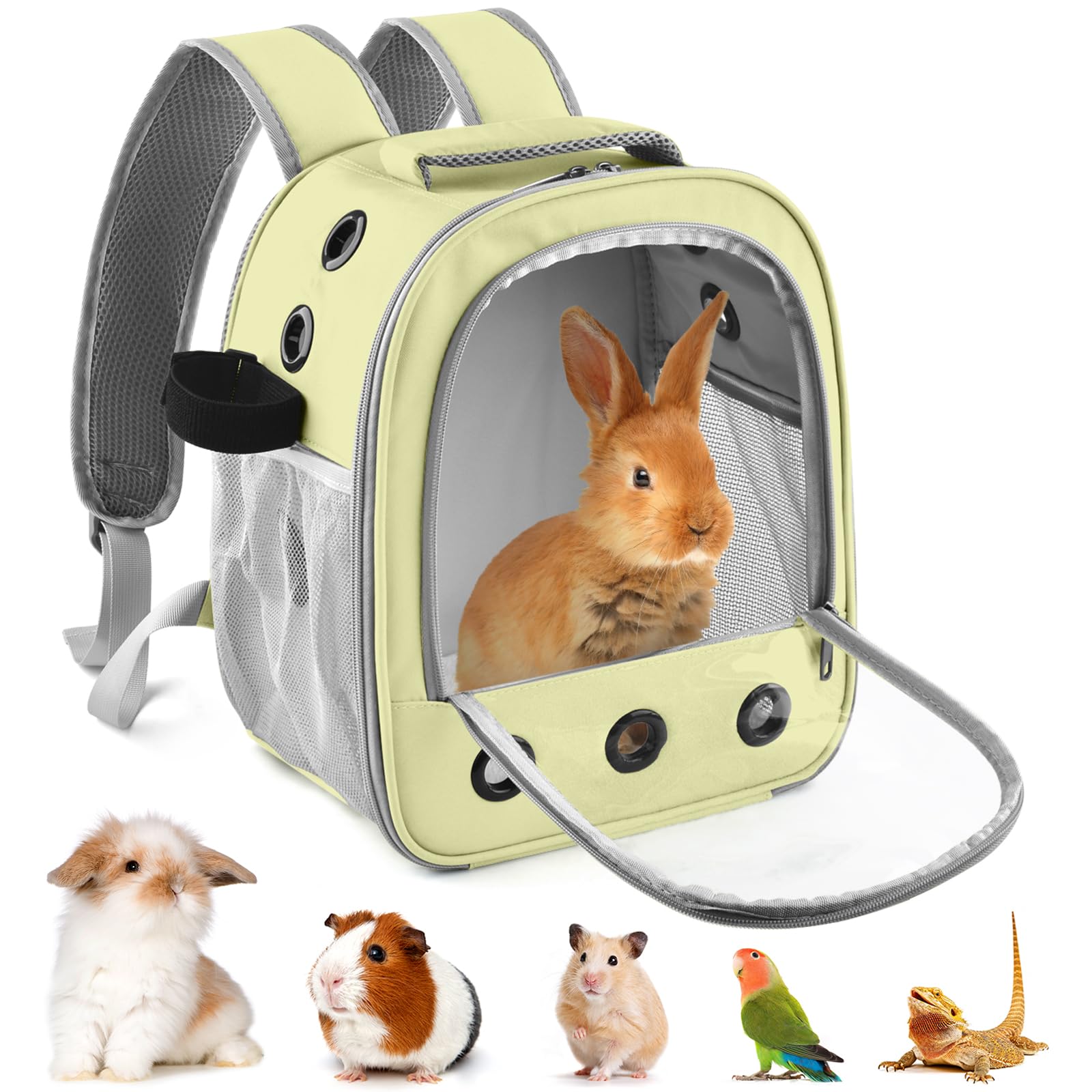 DBNESS Guinea Pig Carrier Backpack, Portable Rabbit Travel Carring Bag for Pet Bunny Sugar Chinchilla Gerbil Bearded Dragon Hamster Parrot Outgoing