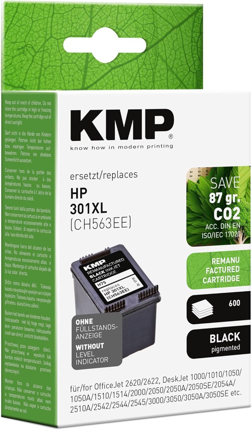 KMP Ink Cartridge for HP 301XL Black (CH563EE) - for HP Officejet 2620 2622, Deskjet 1000 1010 1050 1050A 1510 1514 2000 2050 2050A 20... etc.