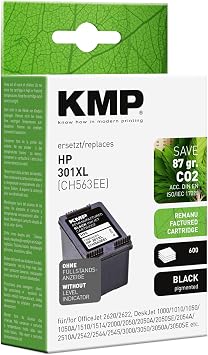 KMP Ink Cartridge for HP 301XL Black CH563EE - for HP Officejet 2620 2622, Deskjet 1000 1010 1050 1050A 1510 1514 2000 2050 2050A 20... etc.