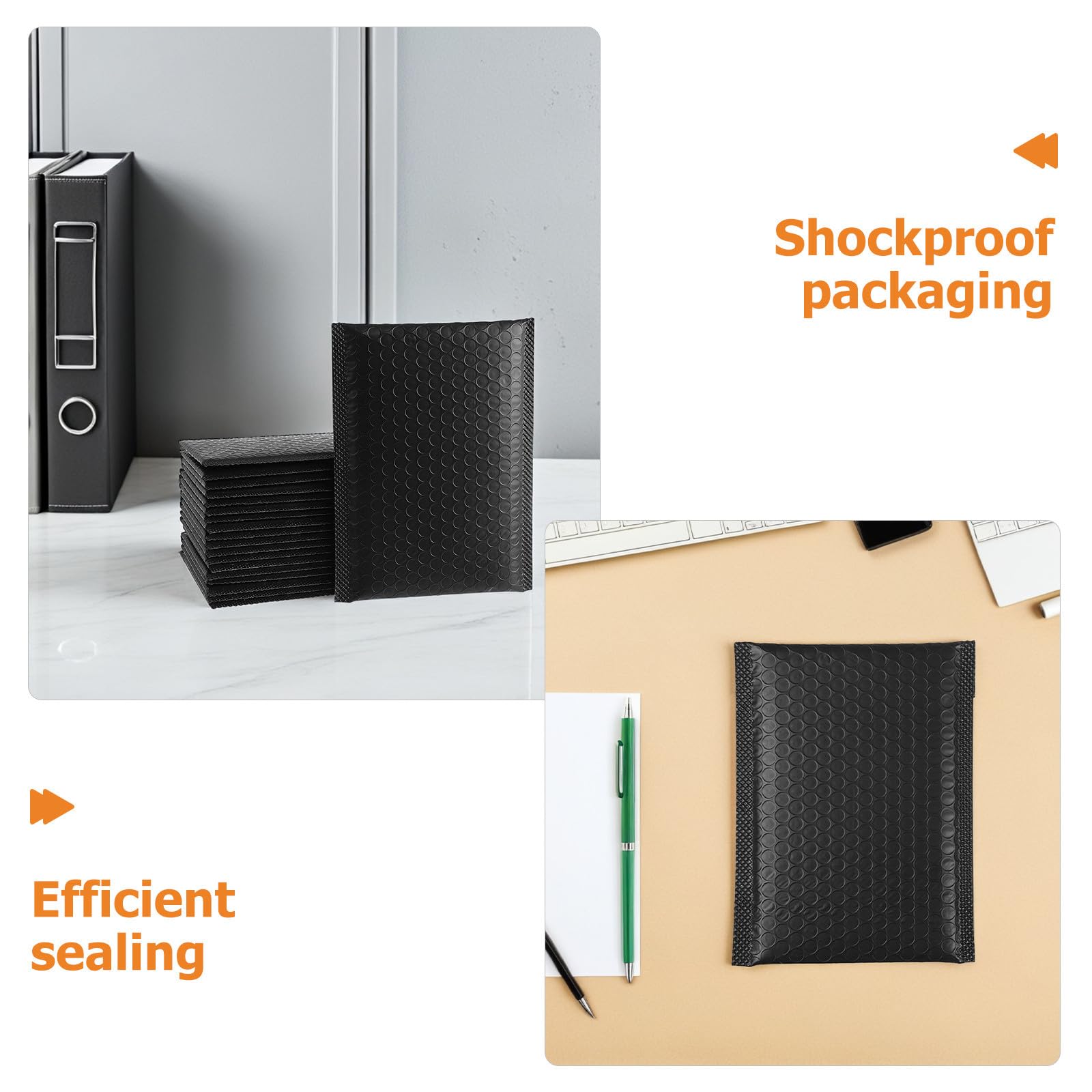 NUOBESTY Lot de 50 enveloppes noires d'expédition : sacs d'emballage 9 x 7 pouces pour petites entreprises - Petites enveloppes pour bijoux à expédier - d'expédition pour les fêtes