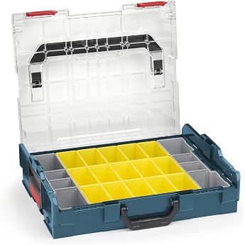 Bosch Sortimo L-BOXX 102 Plastic Tool Box Professional Blue with Transparent Lid with Inset Box Set B3 Sorting Boxes for Small Parts Ideal Small Parts Storage System