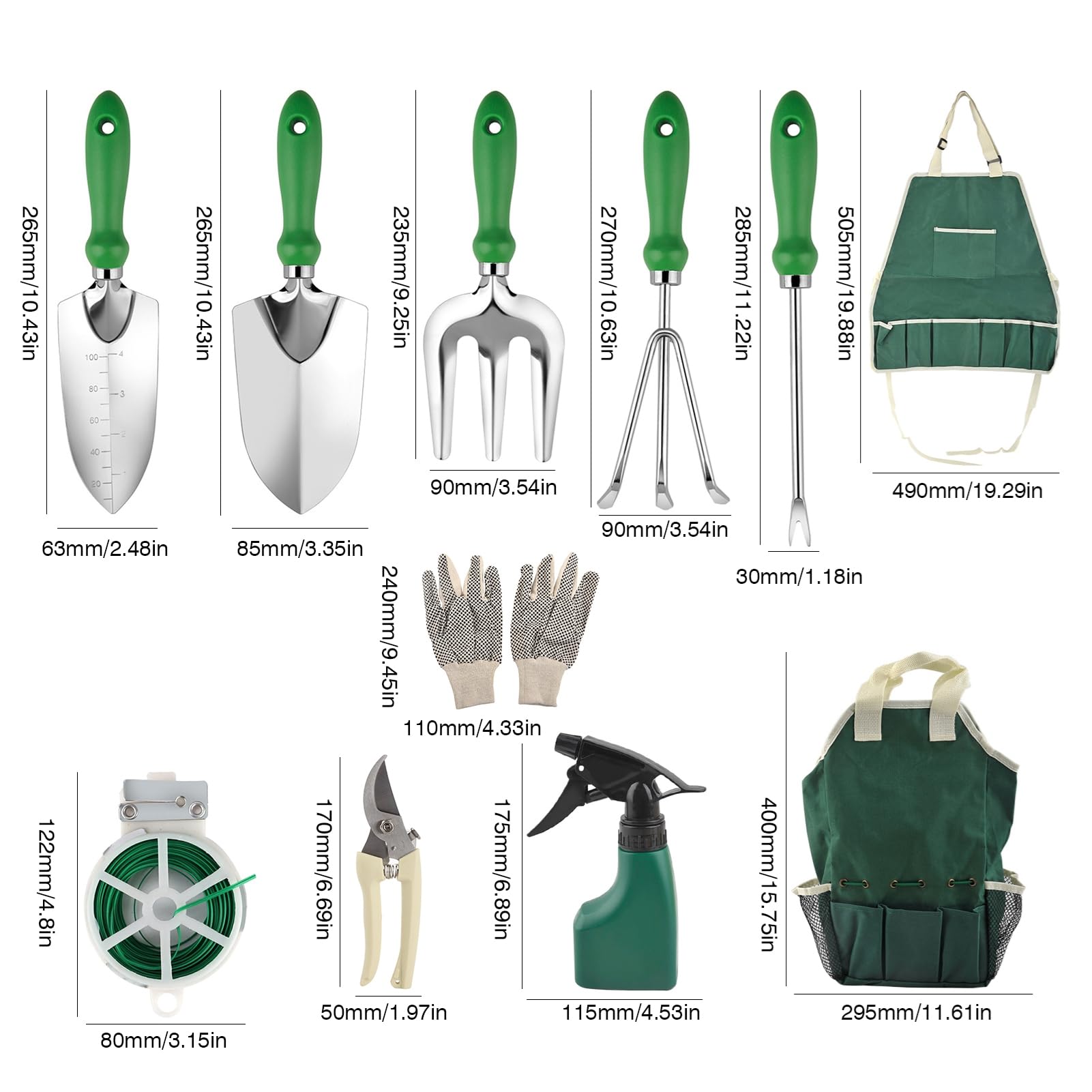 Outils de Jardinage Robustes de 11 pièces pour Femmes, Hommes, Maman, Papa