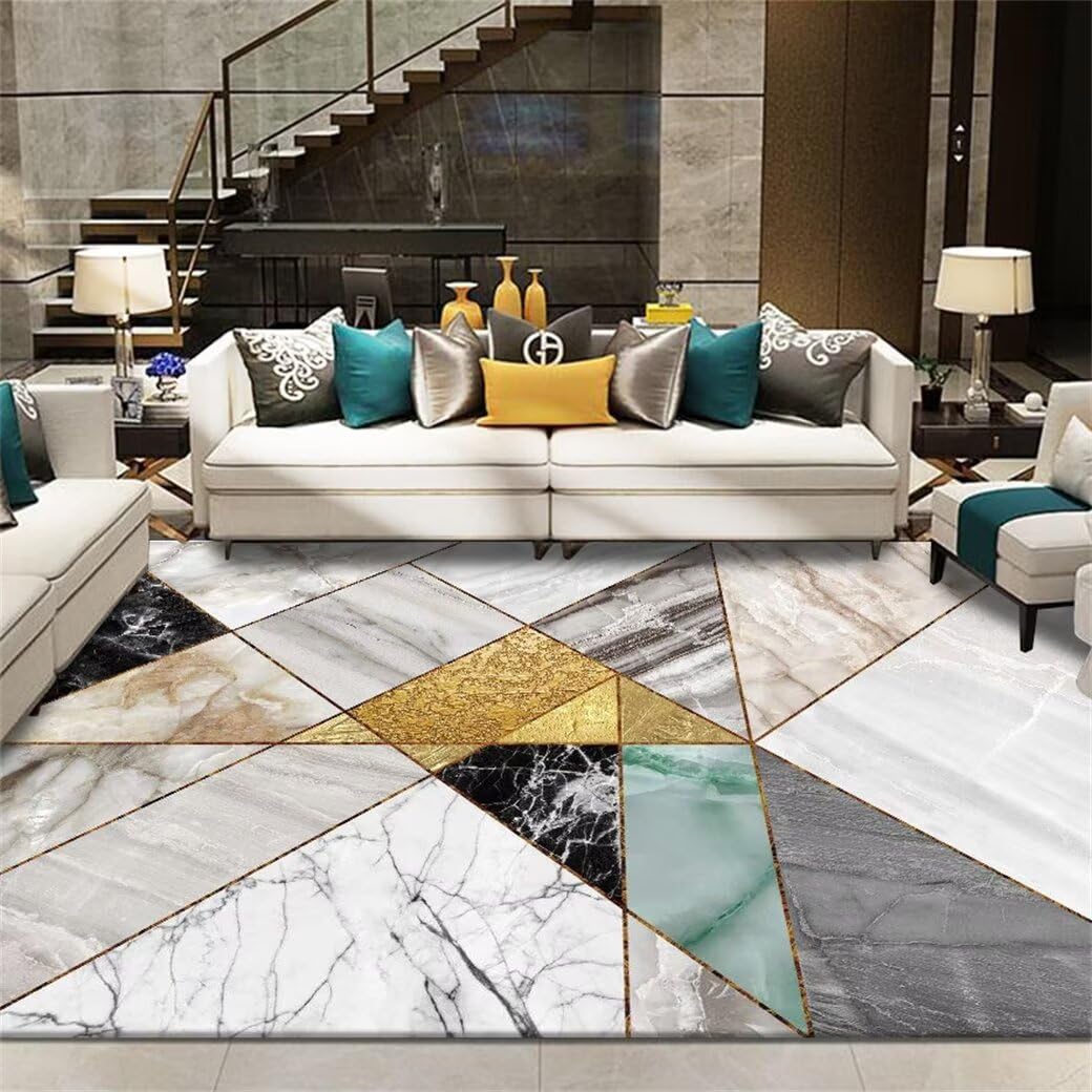 Tapis salon XXL gris 120x160cm lavable à motif rayé moderne pour chambre