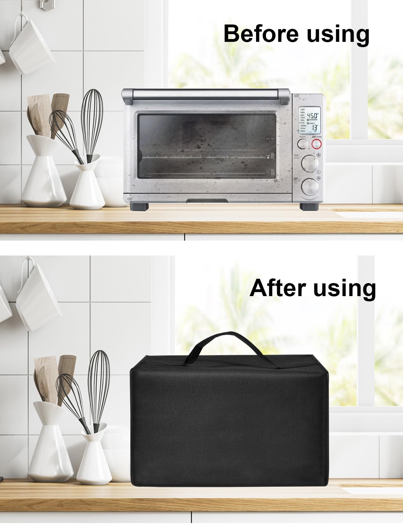 Funda de protección de horno de nailon impermeable resistente al calor para horno de microondas EM031MB11/Horno inteligente BOV800XL Tostadora de convección Horno de acero inoxidable 4