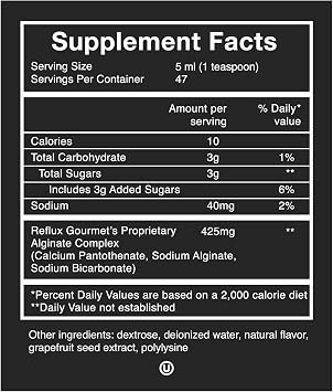 REFLUX GOURMET Vanilla Caramel Rescue Alginate Complex Digestive Support Formula, Made with Natural Ingredients 8 Fl. Oz
