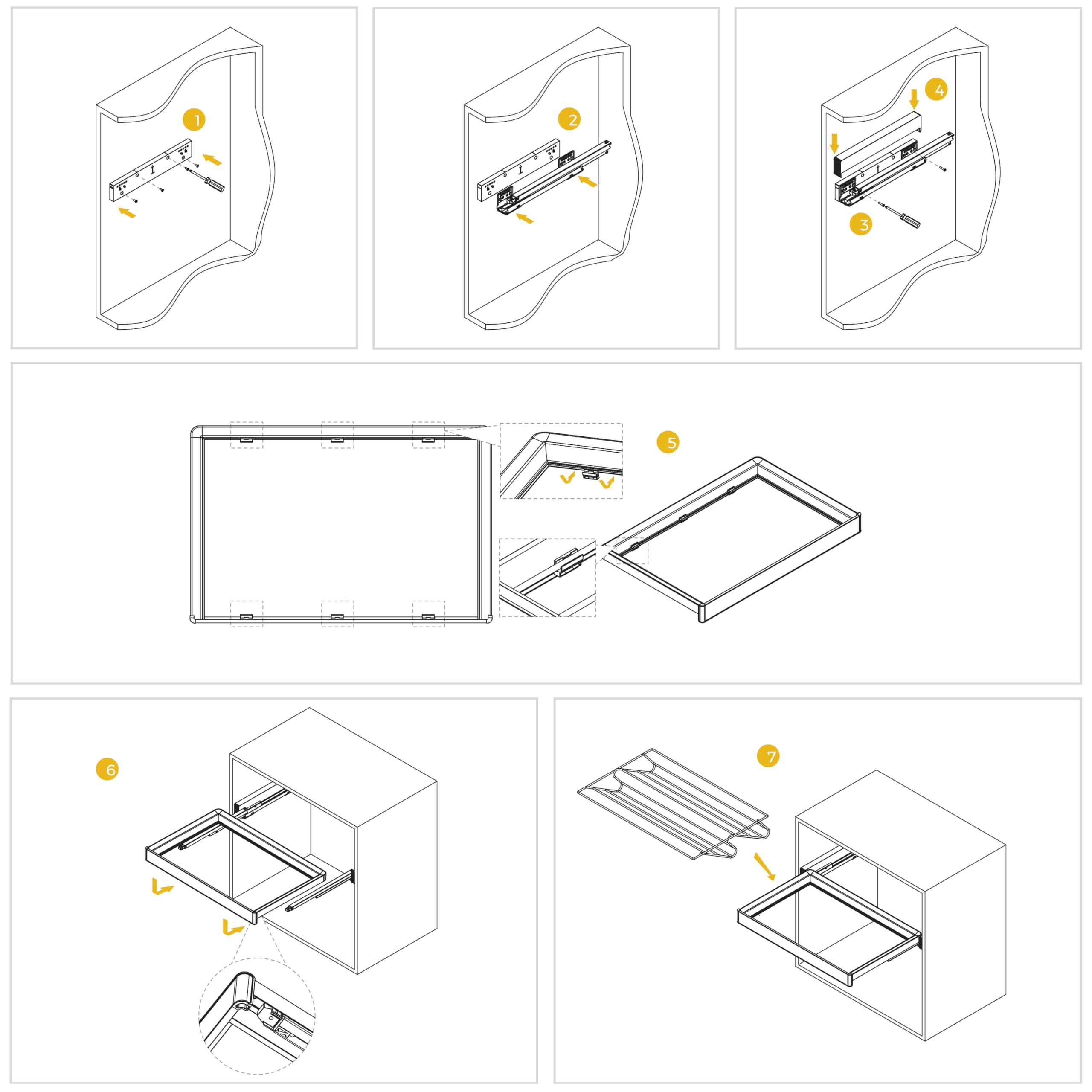 Emuca - Kit de cajón zapatero y bastidor regulable Quartz para armarios, guías de cierre suave y extracción total, Módulo 90cm, Acabado Titanio