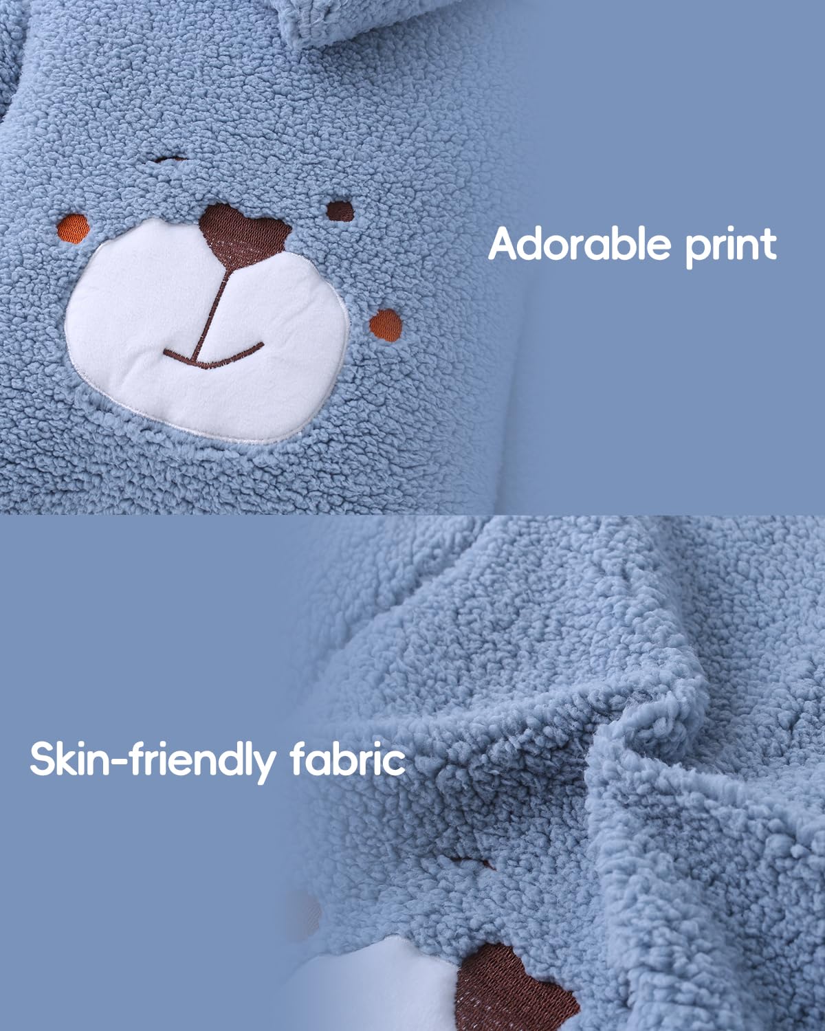 WYTbaby Combinaison de neige pour bébé - En polaire - Avec capuche - Épaisse et chaude - Pour garçons et filles de 0 à 18 mois