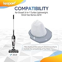 Vista 3 de KEEPOW 2610 2611 Filtros de repuesto compatibles con Bissell 3 en 1 Turbo Light Stick Vacuum Series 2610, comparado con la pieza # 1620624, paquete