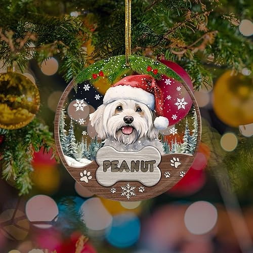 Miniatura 41 de Adorno personalizado de Yorkie para Navidad, adornos personalizados con nombre de mascota, adornos acrílicos para colgar en el árbol de la puerta