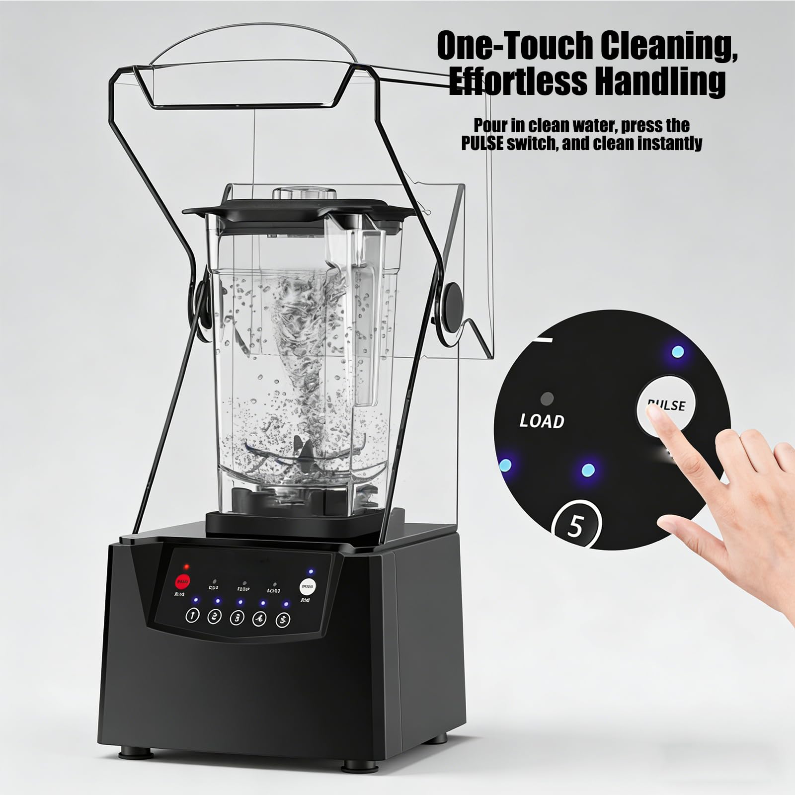 Frullatore Professionale Commerciale con Parasole Anti-Rumori - 1.8L/80oz Mixer ad Alta velocità Robusto, Auto-Pulente per Triturar Ghiaccio, Shakes & Smoothies - Casa & Hotel