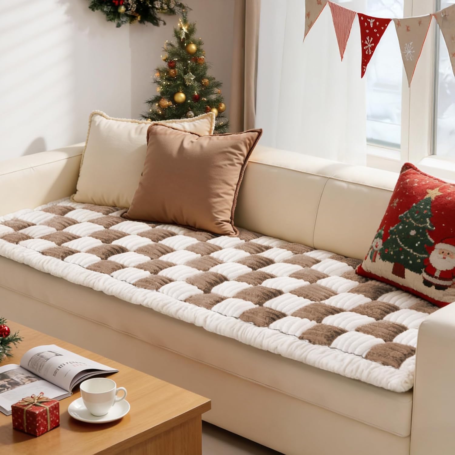 Couch Cushion Cover for dogs Sofa Cover Washable Pet Love Seat Couch Covers for Sofa Slipcovers Couch Protector Blanket for Dogs Sofa Cushion Covers for Pets Washable Pad Dark Brown 70x150cm/27.6x59in