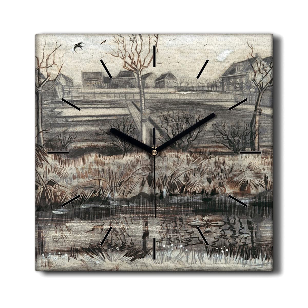 Horloge sur toile 30x30cm décoration murale silencieuse pour salon