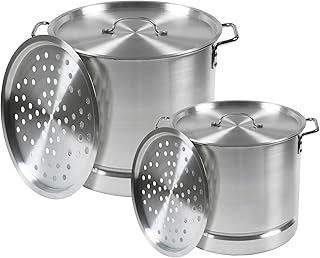 IMUSA Aluminum Steamer Dual Piece Set, 32 Qt and 10 Qt, Silver