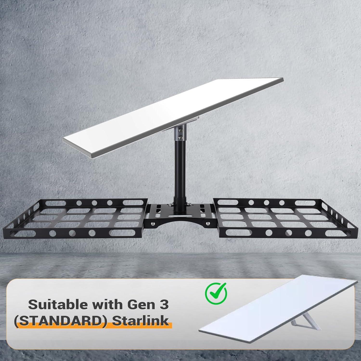 Gen 3 Starlink Roof Ridge Mount, No-Drill Installation Starlink Pivot Mount with Gen 3 Pipe Adapter