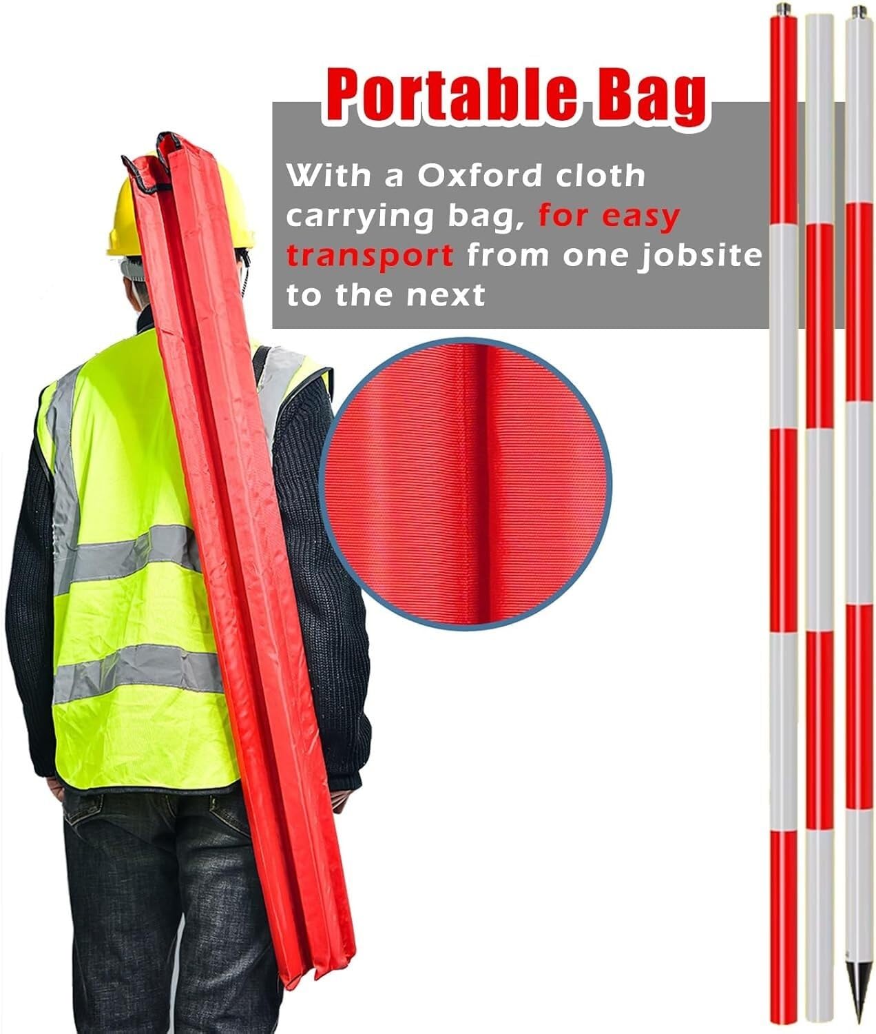 Asta di rilevamento in alluminio resistente for il livellamento di rilevamento della stazione totale(9.8ft/3m)