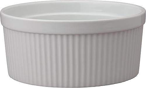 HIC Harold Import Co Soufflé de cocina porcelana blanca fina 64 onzas 2 cuartos de galón