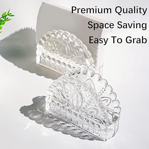 Miniatura 3 de Servilletero de vidrio de 5.1 pulgadas, diseño grabado, dispensador de servilletas transparente, decoración de vajilla para cafetería, restaurante,