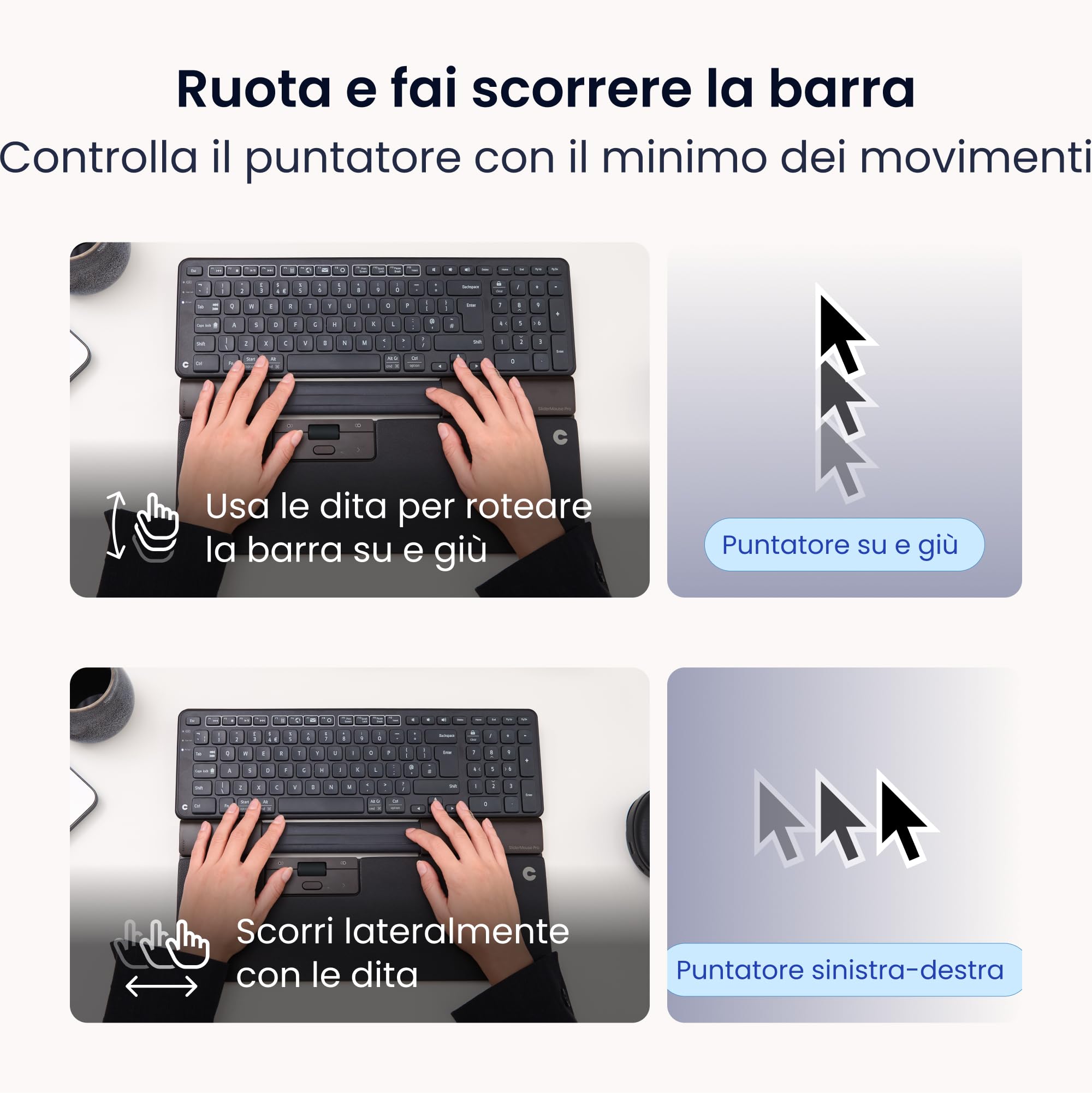 Contour Design SliderMouse Pro Mouse ergonomico da ufficio per ridurre lo sforzo su polsi, spalle e avambracci | Progettato per la produttività Plug & Play PC Desktop Mac - Senza fili - Regolare
