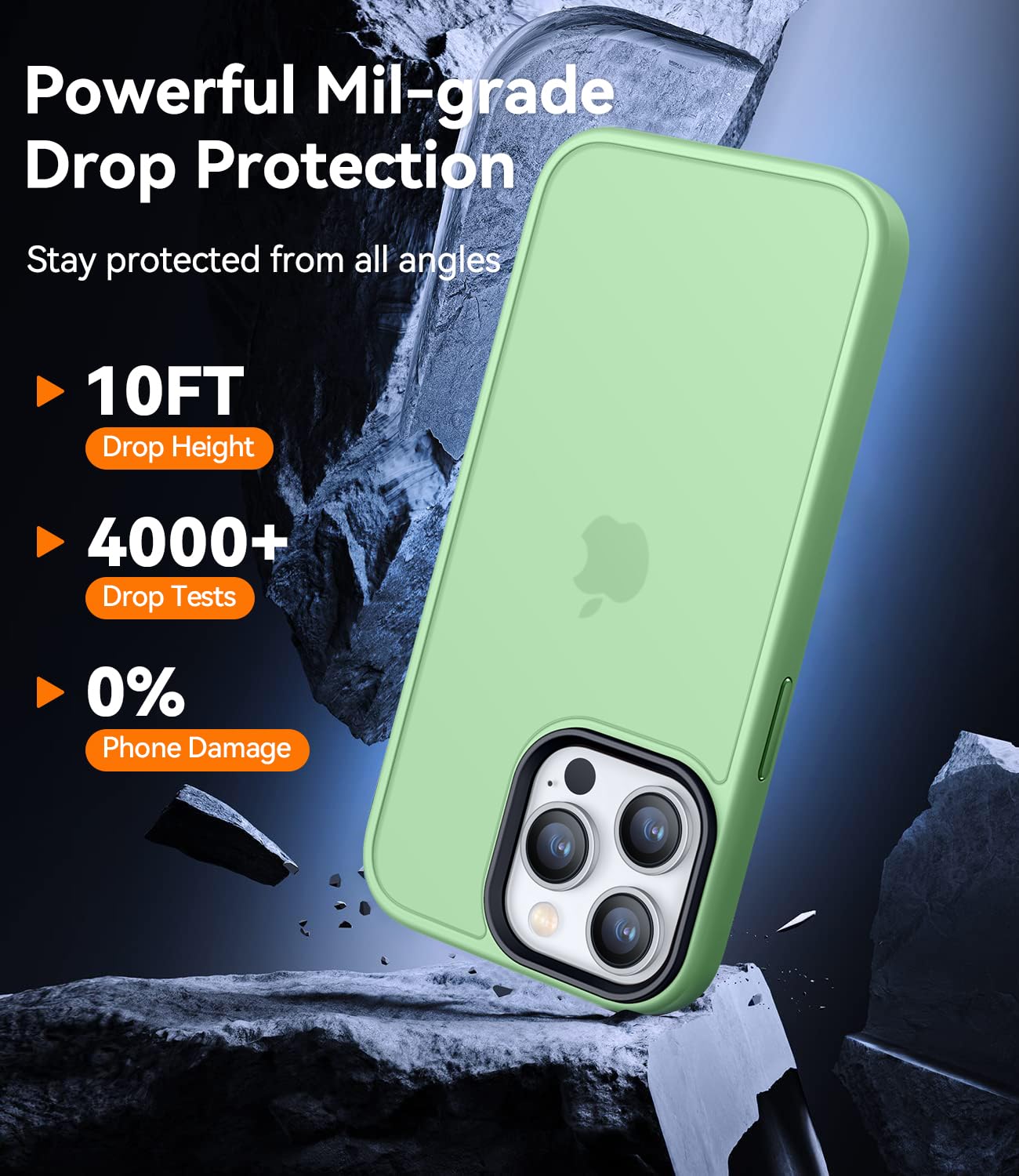 CANSHN Cover Opaca per iPhone 14 Pro(6,1 Pollici), Custodia Traslucida Opaca Protettiva Sottile Antiurto - Verde Chiaro