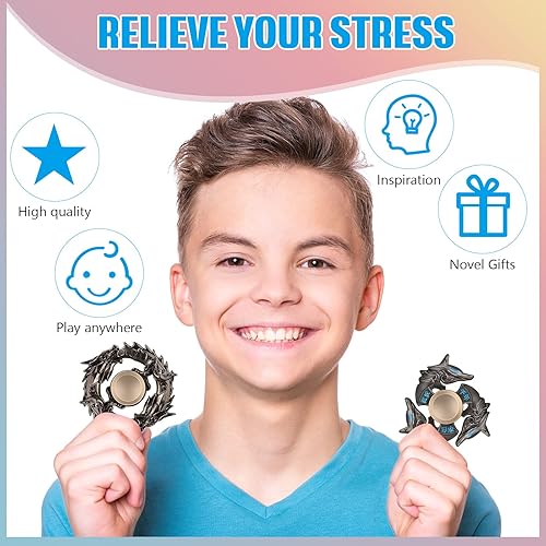 Miniatura 7 de BBTO 3 piezas de Dragon Fidget Spinner Metal Cool Metal Hand Finger Spinners para ansiedad Alivio del estrés Juguete de fiesta Regalos de cumpleaños