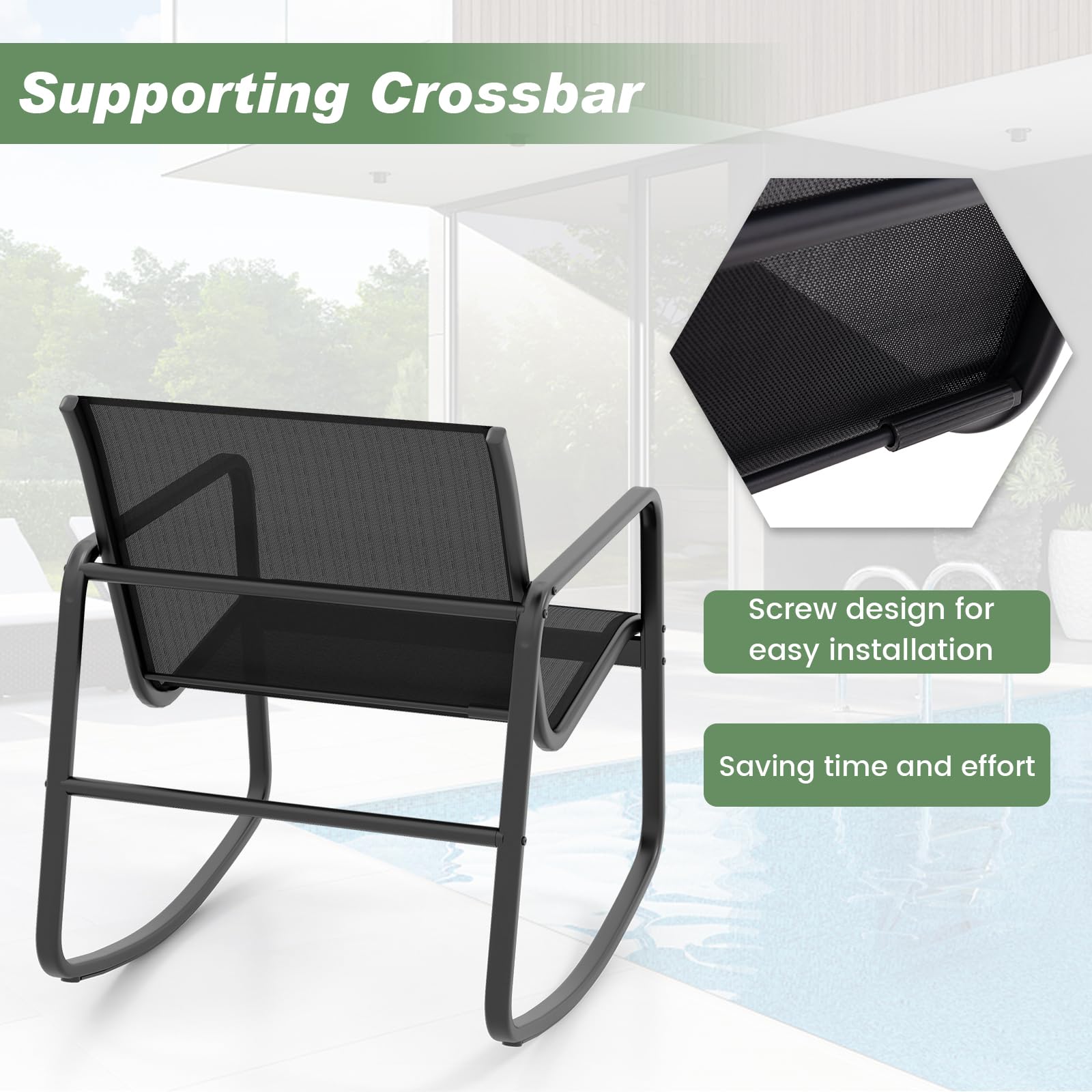 COSTWAY 3-Piece Patio Bistro Set, Garden Furniture Set including Tempered Glass Table and Chairs - Image 6