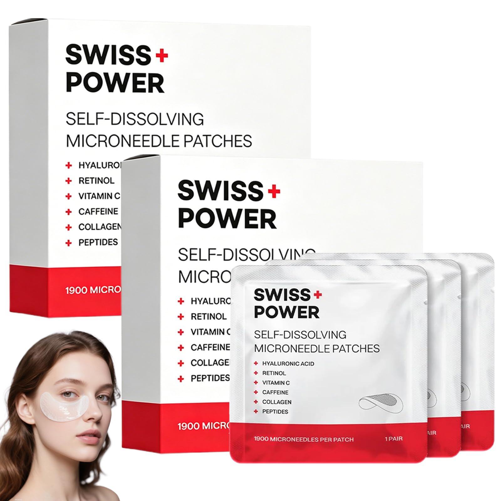 Swiss Power Patch Occhi con Microaghi, 2026 Nuovo Swiss Power Cerotti Occhi Antirughe, Maschera Occhi per Occhiaie e Borse, Patch Contorno Occhi Antirughe per una Cura Quotidiana (2 Scatole)