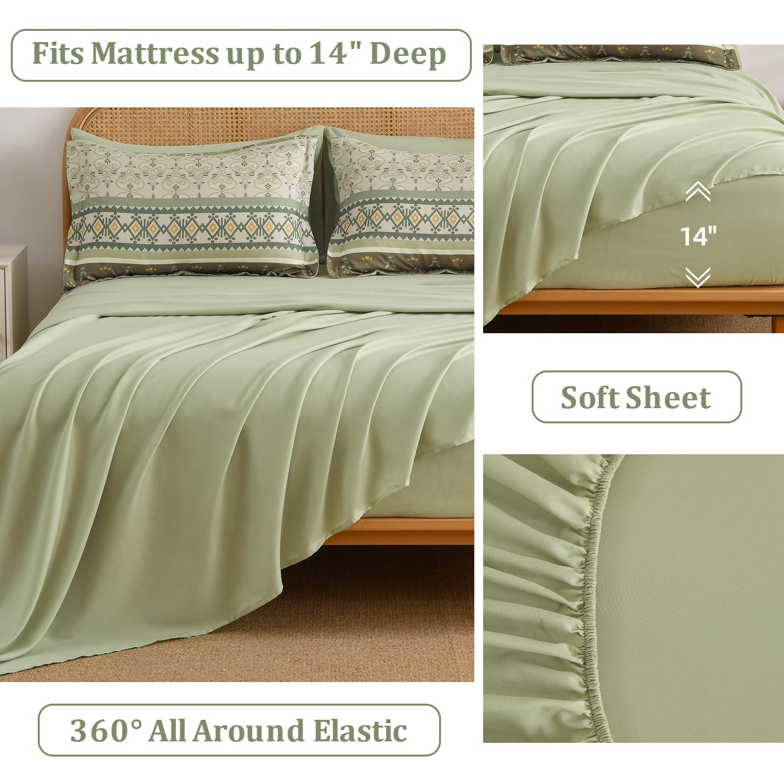 WONGS BEDDING 7-teiliges Tröster-Set mit Blumenmuster in einer Tasche-YS01AB091798Q7U-A