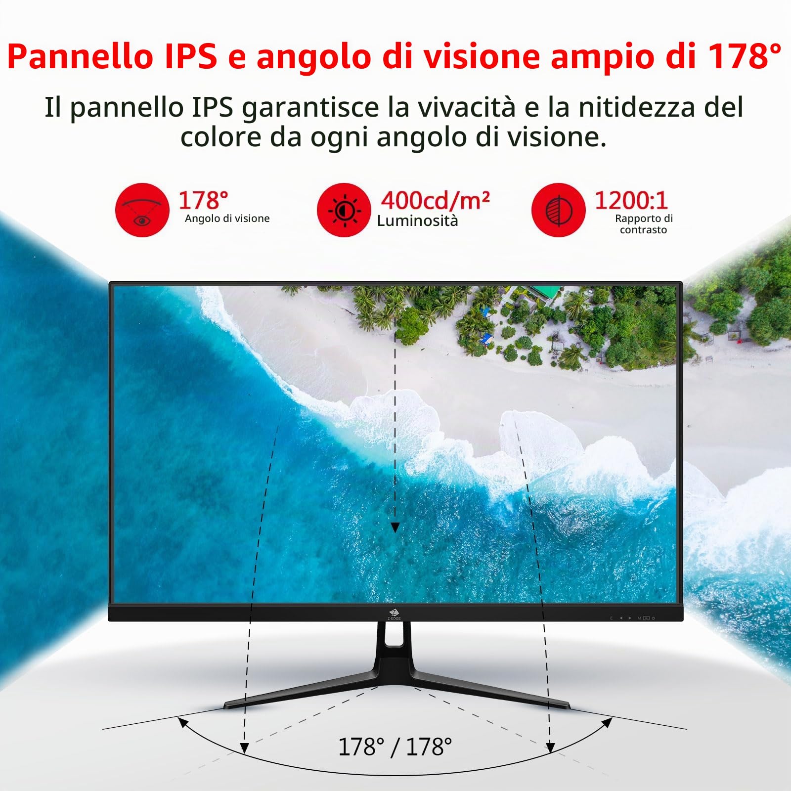 Z-Edge Monitor Gaming 27'' 240 Hz, IPS, 1ms, Schermo PC Gaming FHD 1080P Con HDMI Cavo, FreeSync, 400cd/m², 2*HDMI2.0 & 2*DP1.4, Inclinazione Regolabile, Cornice Ultra Sottile, Montabile VESA 100*100