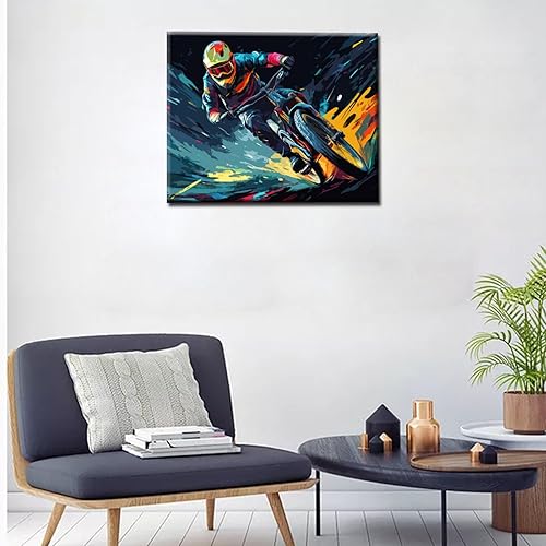 Miniatura 3 de Pintura por números para adultos y niños, pintura de motocross por números, pintura acrílica por números, kit de pintura acrílica por números