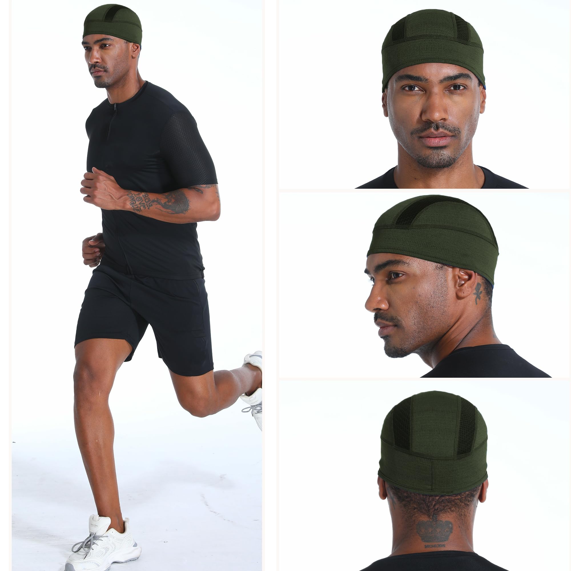 vidsel Gorro de malla transpirable que absorbe el sudor, para ciclismo, correr, para hombres y mujeres