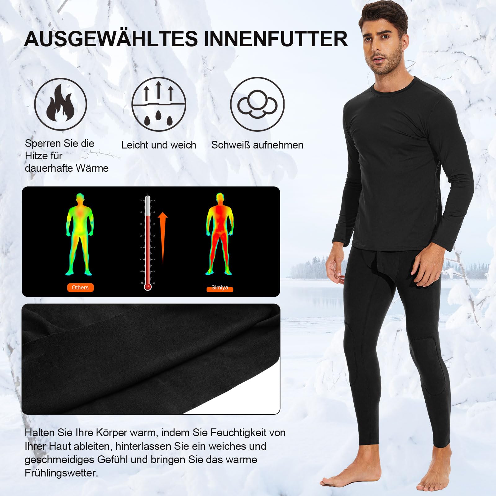 SIMIYA Calzoncillos largos para hombre, paquete de 2 unidades, térmicos, calzoncillos forrados para hombre, largos, extra cálidos, térmicos, leggings térmicos de invierno, Negro X Gris, M