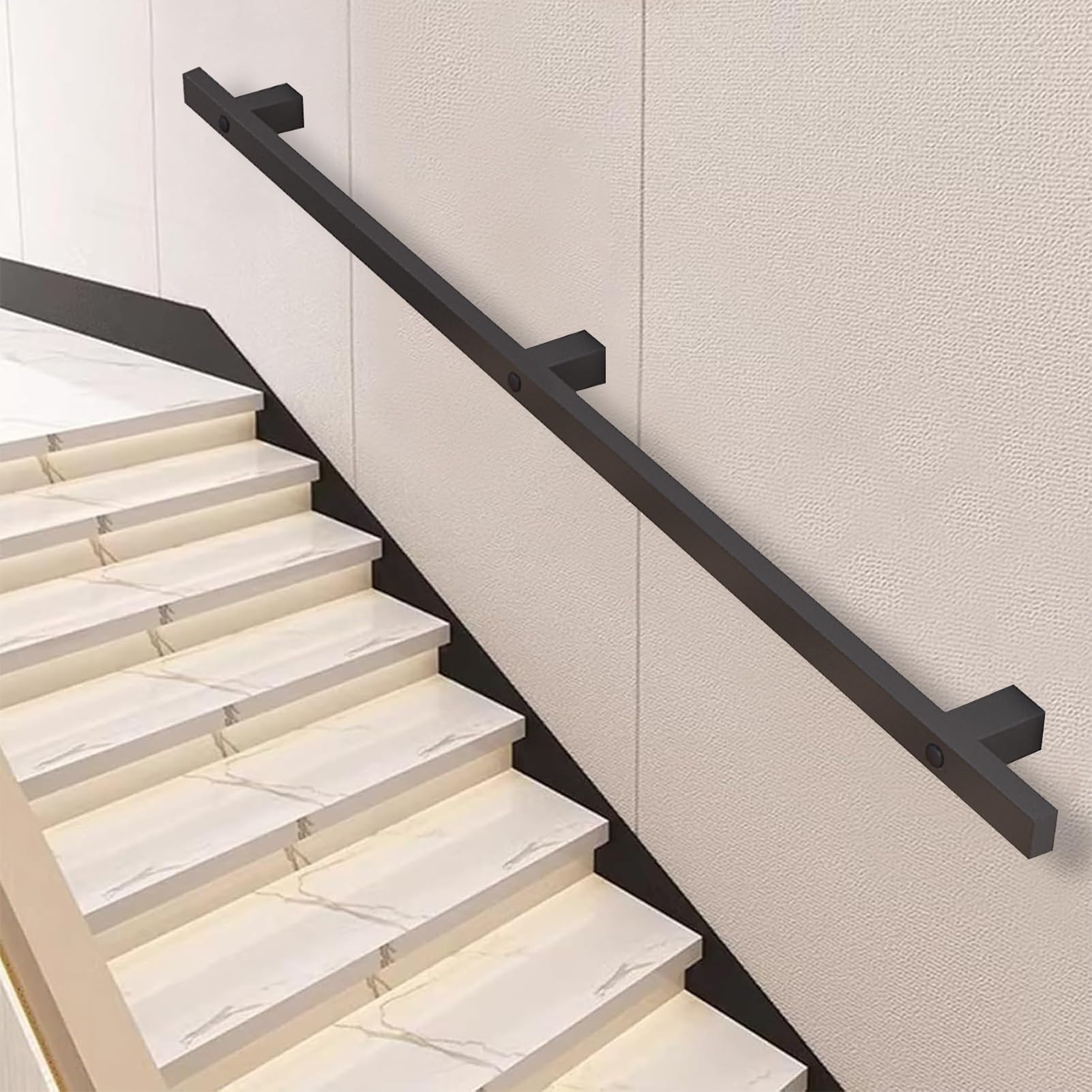 Rampe d'escalier moderne noir mat avec support d'escalier