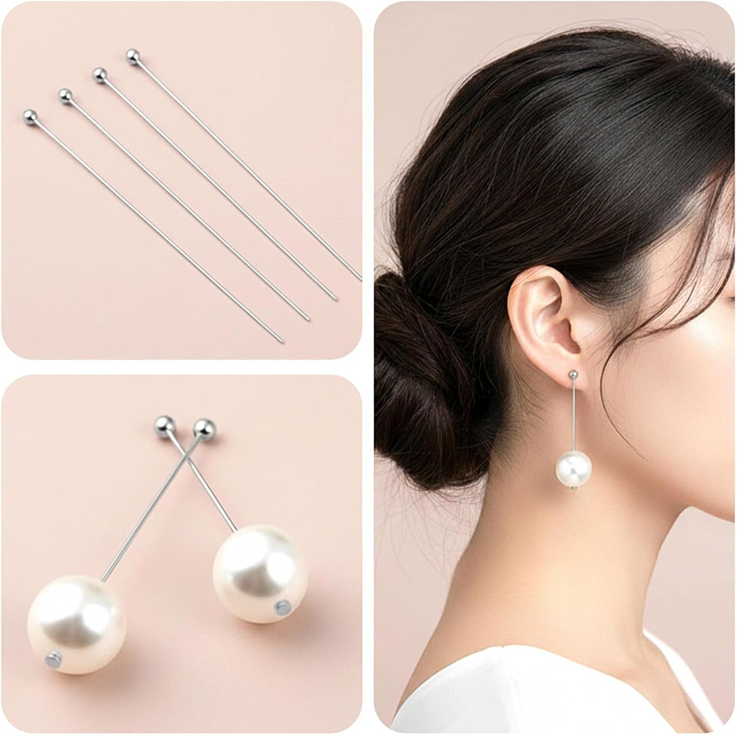 Mabor 200Pcs Ball Head Pins for Jewelry Making, 40mm/1.57In | Silver Head Pins for Jewelry Making, Beading Pin for DIY Craft Earring Bracelet Necklace Pendant Supplies