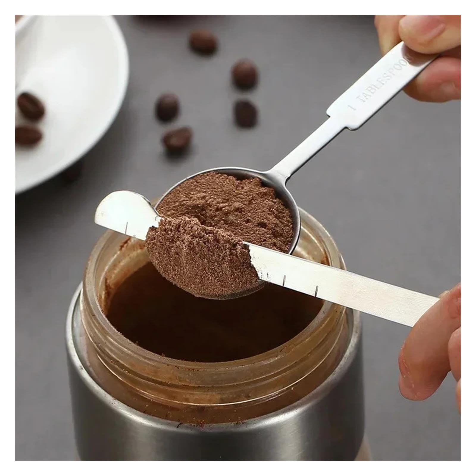 Juego apilable de cucharas medidoras de acero inox para hornear | Escala clara; cucharas profundas y alargadas para café y especias(10PCS Set)