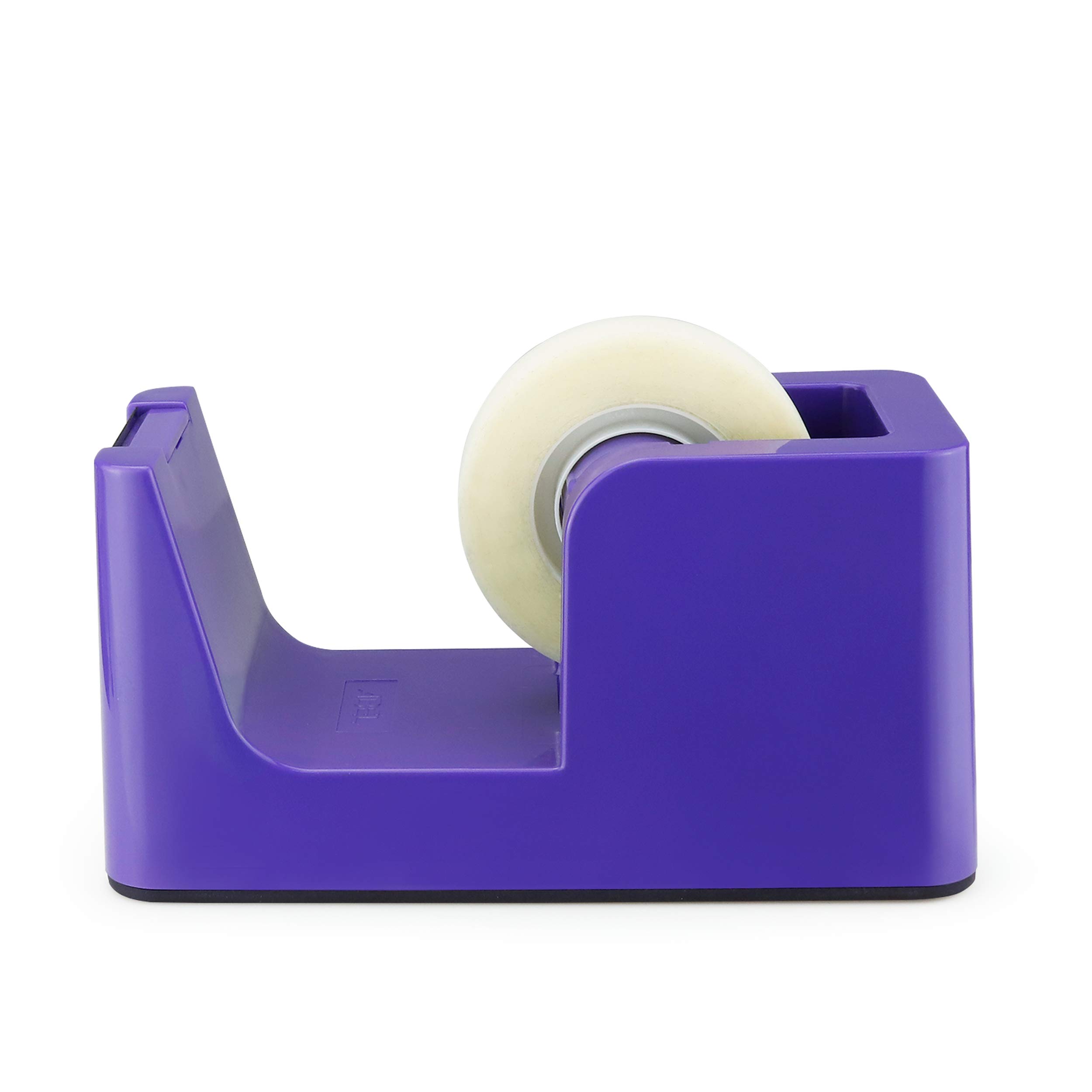ABEL SimpleWork Dispensador de cinta de escritorio, morado, núcleo de 2,54 cm, base antideslizante, cortador de cinta para oficina, hogar, escuela y manualidades