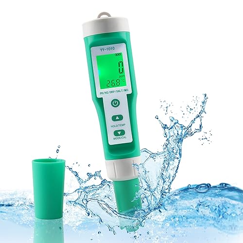 Miniatura 10 de Medidor de pH para agua 7 en 1 PHTDSECSalS.GORPMedidor de temperatura, probador de pH LCD retroiluminado digital impermeable, medidor TDS Medidor EC