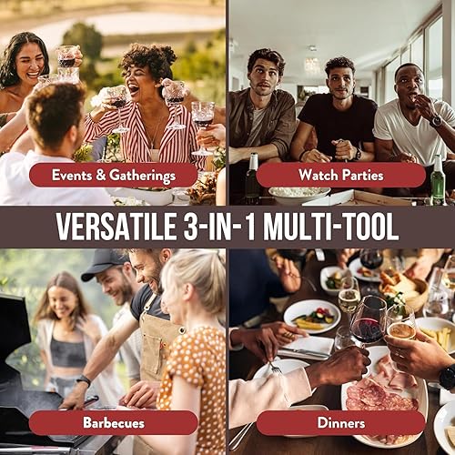 Miniatura 5 de DropCatch Abridor de botellas con hoja de barra de mano para cocina y bar, acero inoxidable y nogal (estándar)