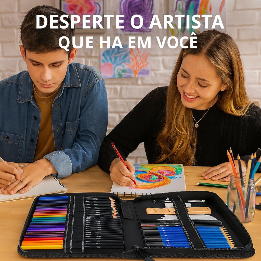 Conjunto De Lápis Arte Profissional Com 72 Peças, Kit De Esboços Para Caderno De Desenho, Aquarela, Grafite, Metal, Lápis Para Artistas Iniciantes Adultos Crianças Adolescentes Linha Super Premium